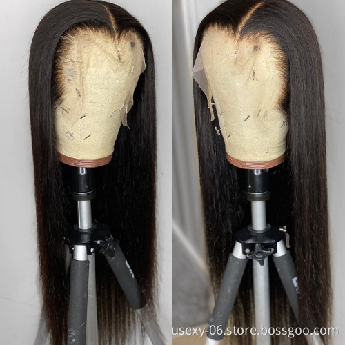 Swiss Lace Frontal Straight Wig Vendor Natural Color Raw Unprocessed Brazilian 100% Cuticle Aligned Human Hair Lace front Wig